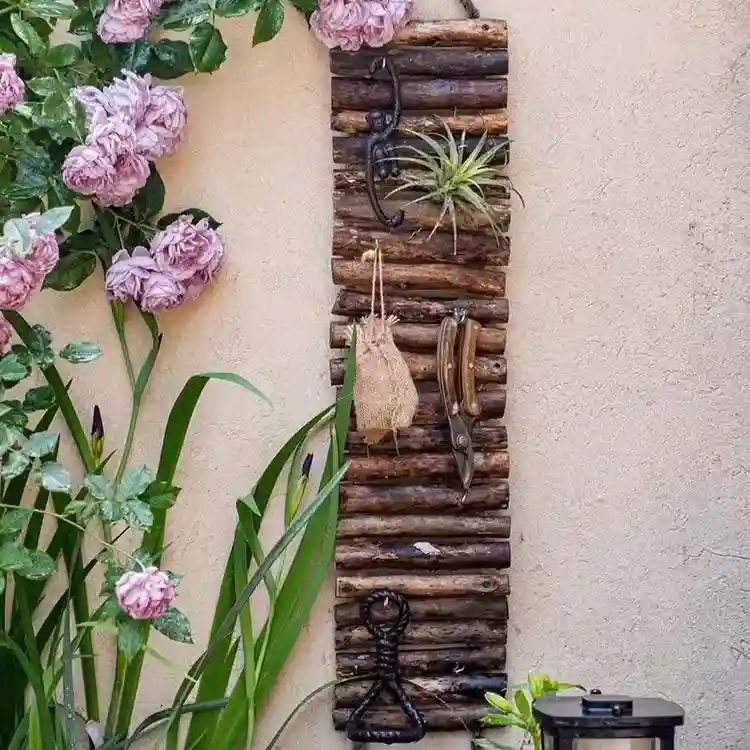 RusticReach Rustic Wood Ladder Wall Dcor Tool Organizer