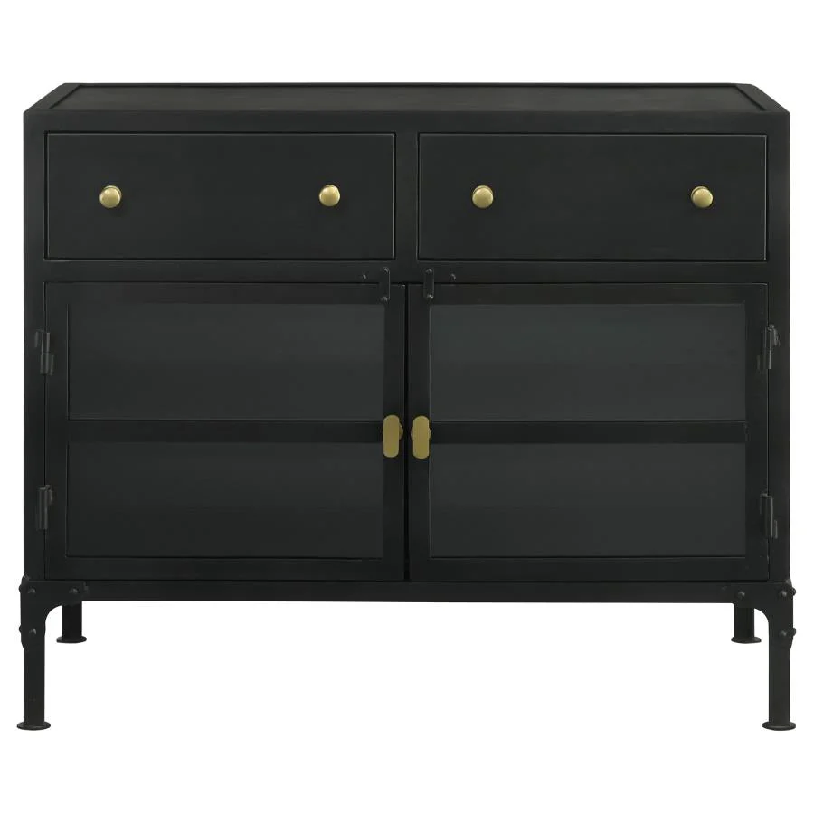 Industrial Accent Cabinet with Glass Doors