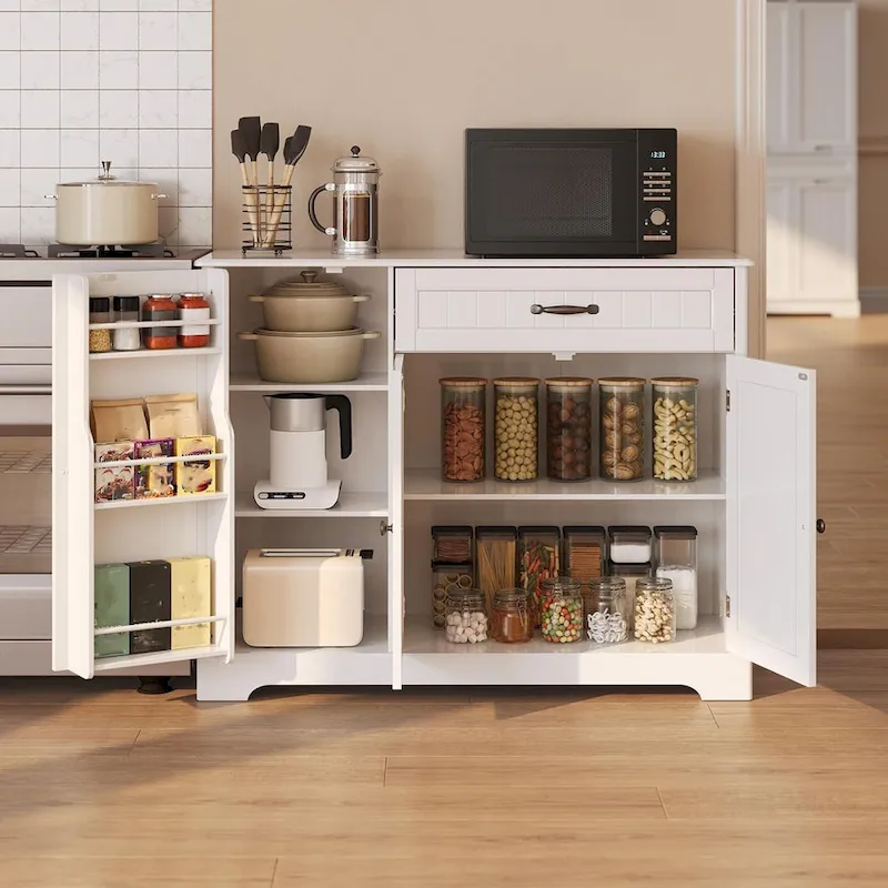 Buffet Cabinet Storage Sideboard, Kitchen Sideboard Storage Buffet Cabinet with Drawer and 3 Doors