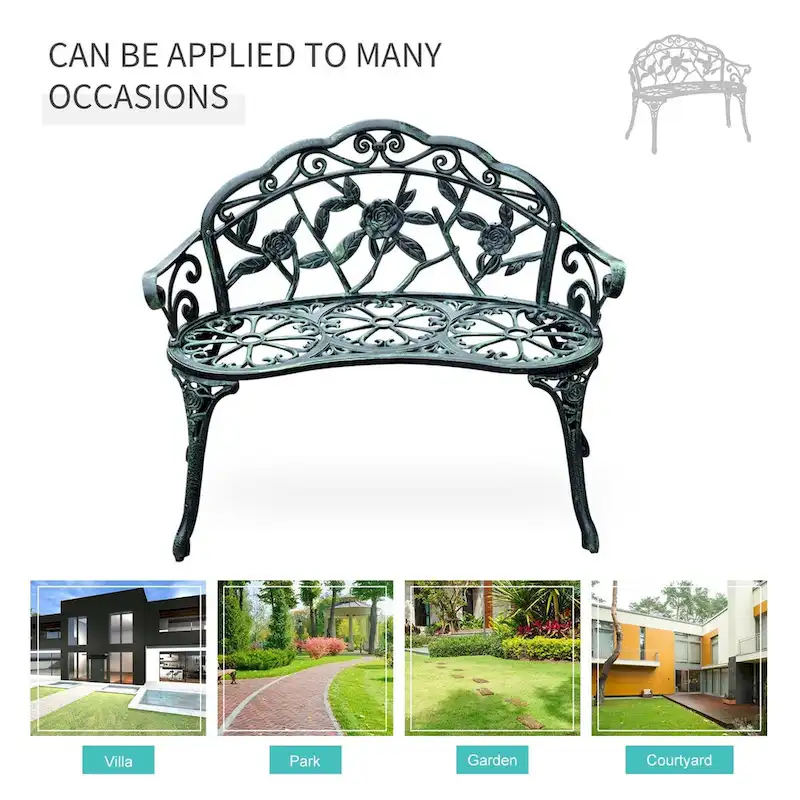Outsunny Outdoor Bench Cast Aluminum Outdoor Furniture - As picture