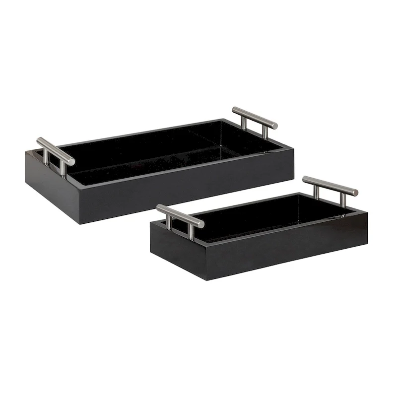 Kate and Laurel Lipton Rectangle Wood Tray Set - 2 Piece