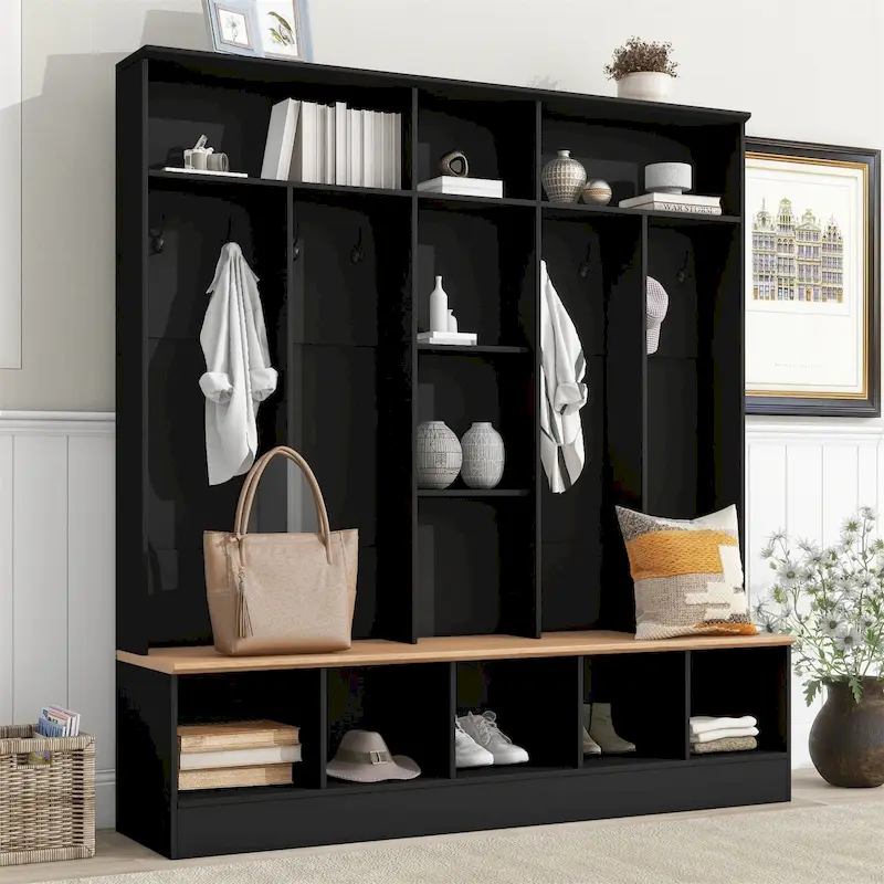 Merax Wide Design Hall Tree with Storage Bench
