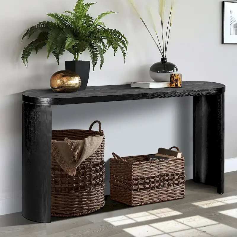 60 Thick Top Entryway Table, Curved Legs, Support The Installation Of Inward-facing Or Outward-facing for Sofas, Entryway
