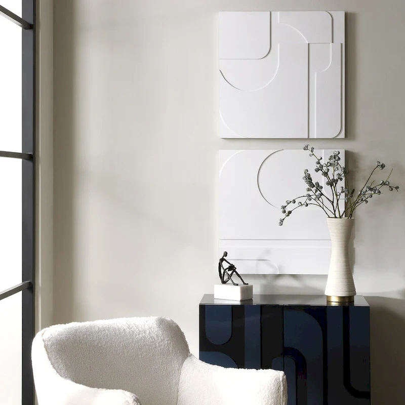 Uttermost Contours White Wall Decor, Set of 2 - 24 H x 24 W x 1.38 D