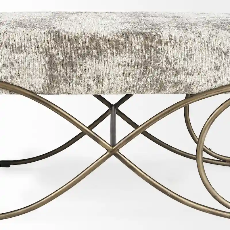 Ayla Gray Fabric Seat w/ Dark Nickel Metal Frame Bench