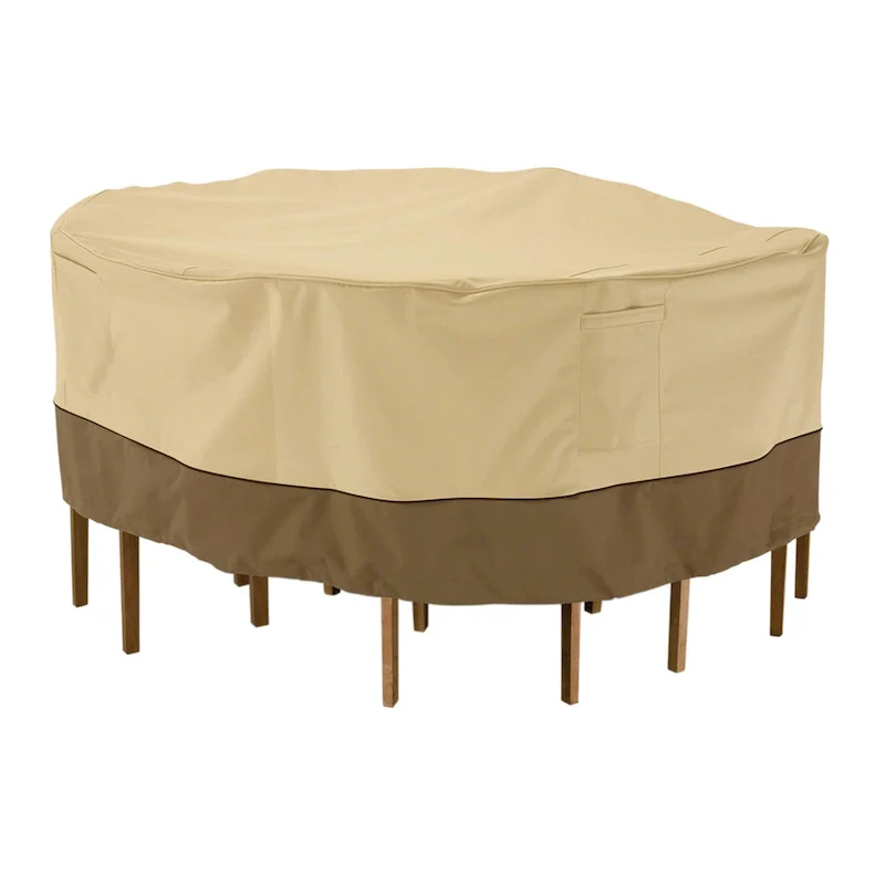 Classic Accessories Veranda Water-Resistant 82 Inch Round Patio Table & Chair Set Cover