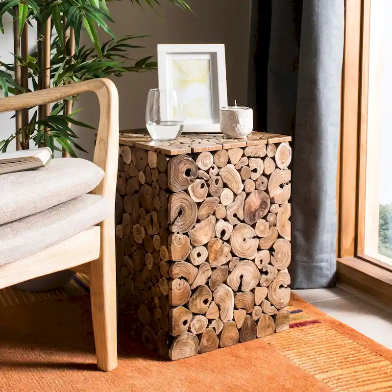SAFAVIEH Iida Bali Black Stool - Natural - 13 x 13 x 18 - 13Wx13Dx18H