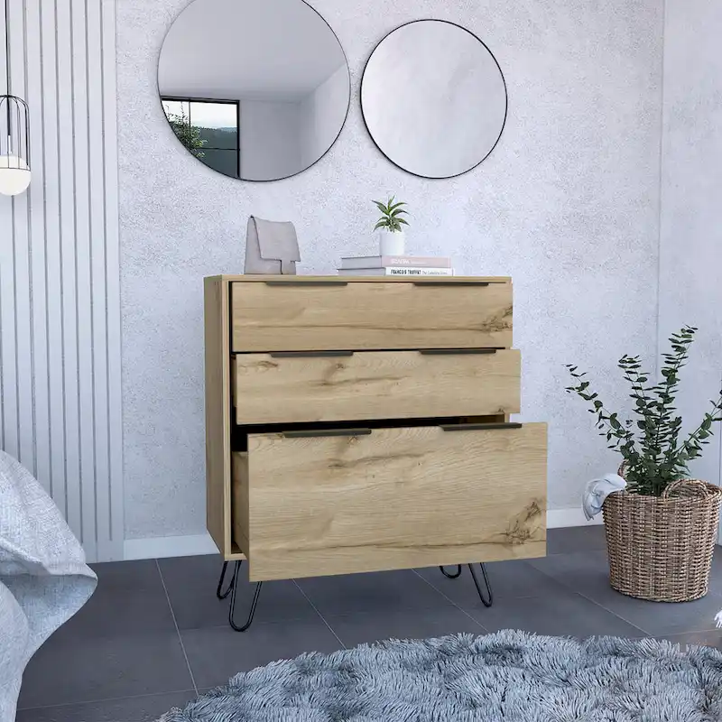 Augusta Dresser with Hairpin Legs and 3 Drawers