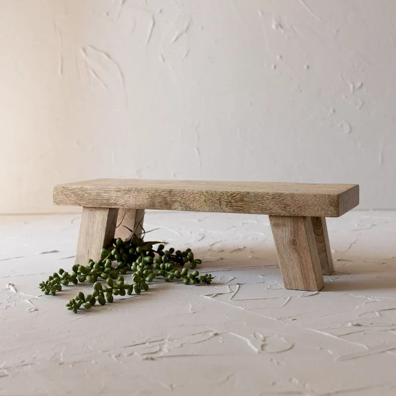 Foreside Home & Garden Footed Stool Mango Wood Riser - 13.5 x 4.5 x 4 H