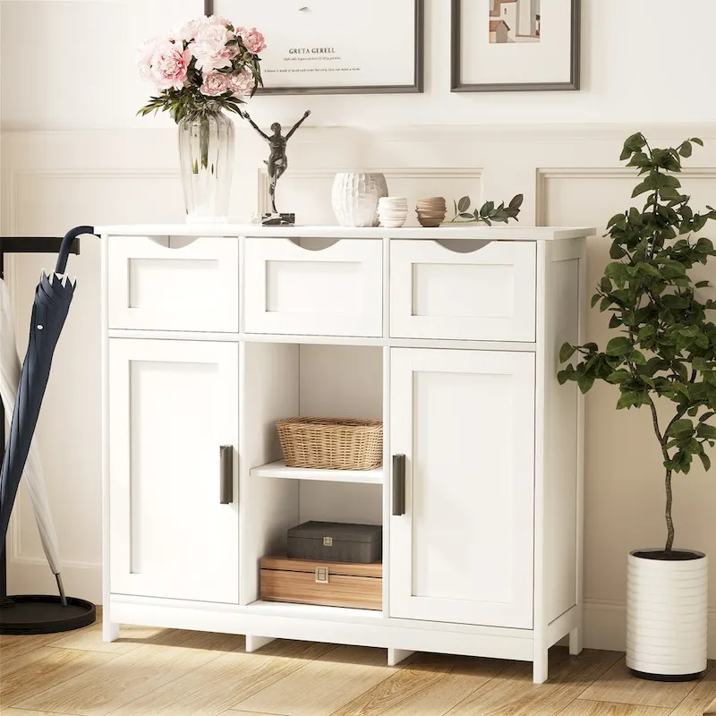 Roomfitters Morden Buffet Sideboard Cabinet with doors and drawers, Coffee Bar Cabinet, Sideboard with Storage
