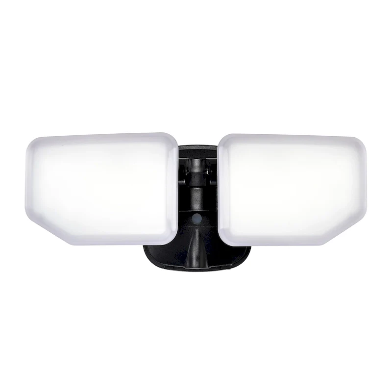 Black/White/Bronze 38-Watt 3000 Lumen Dusk to Dawn Control 2 Head Outdoor LED Security Flood Light (1-Pack) - Black