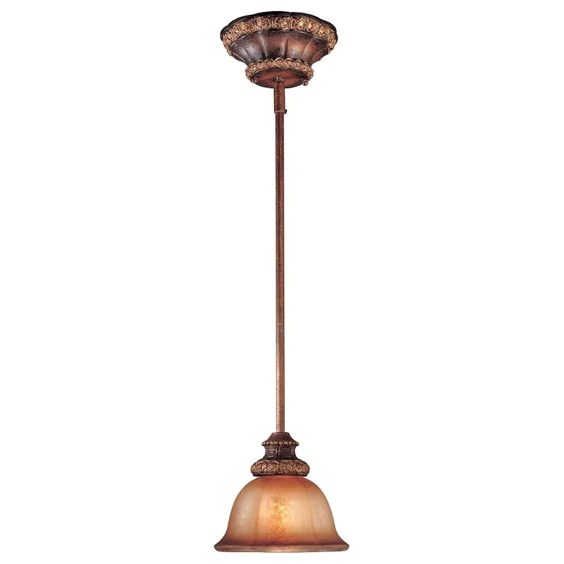 Lavery Illuminati Bronze & Silver Patina Glass 1 Light Pendant