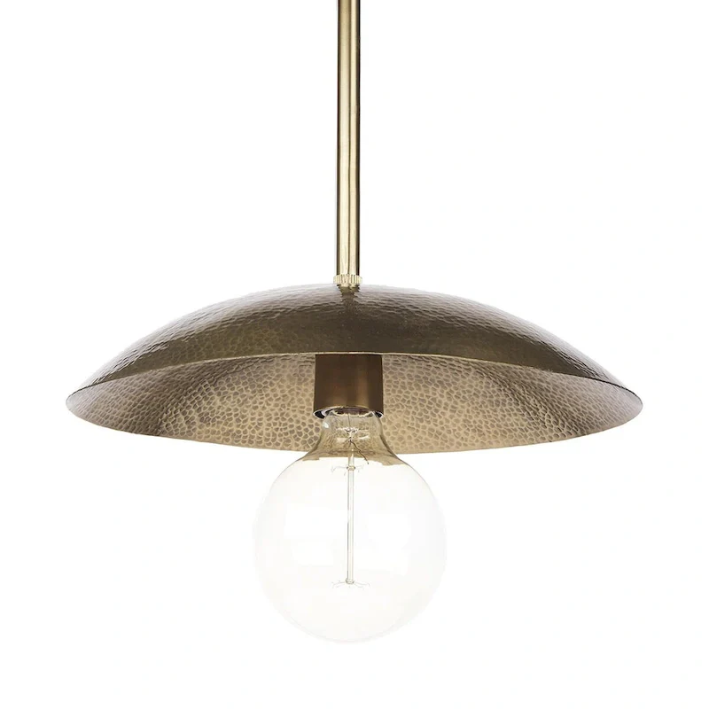 Garnet 13L x 13W Gold Hammered Metal Pendant Light - 14.5L x 14.5W x 3.3H