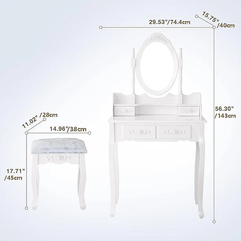 Vanity Table Set with 4 Drawer