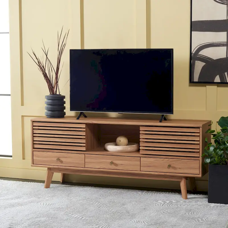 SAFAVIEH Ciera 3-Drawer Entertainment TV Media Stand (65 Flatscreen TV) - 58.7 In. x 15.2 In. x 23.9 In. - 59Wx15Dx24H