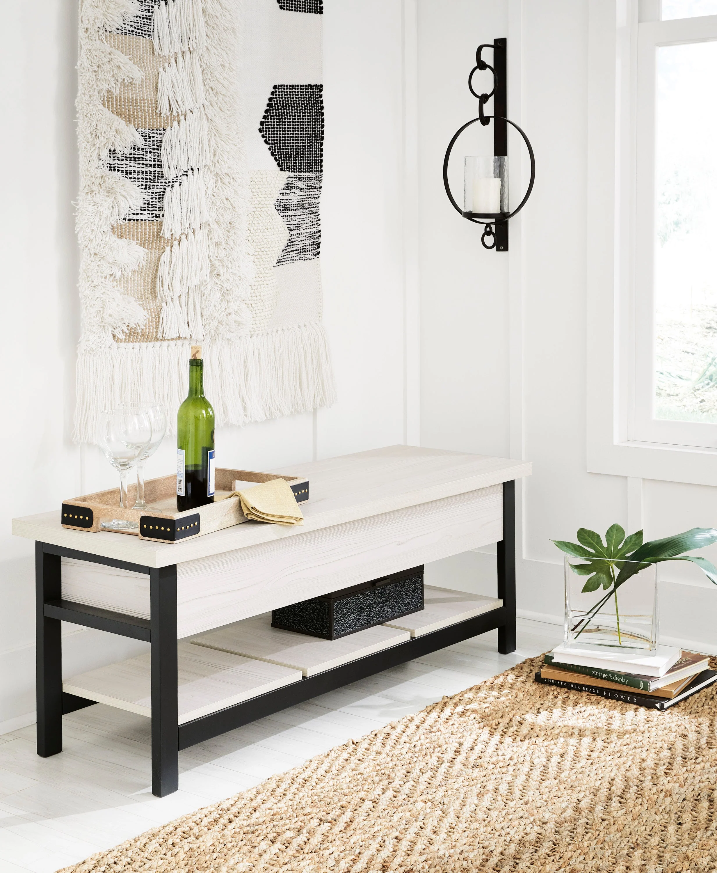 Dual Tone Accent Storage Bench in 2 Color Options