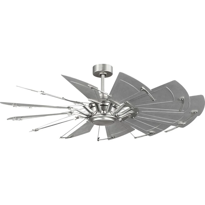 Springer II Collection 60-in Twelve-Blade Antique Nickel Modern Farmhouse Windmill Ceiling Fan - 60 in x 60 in x 16.26 in
