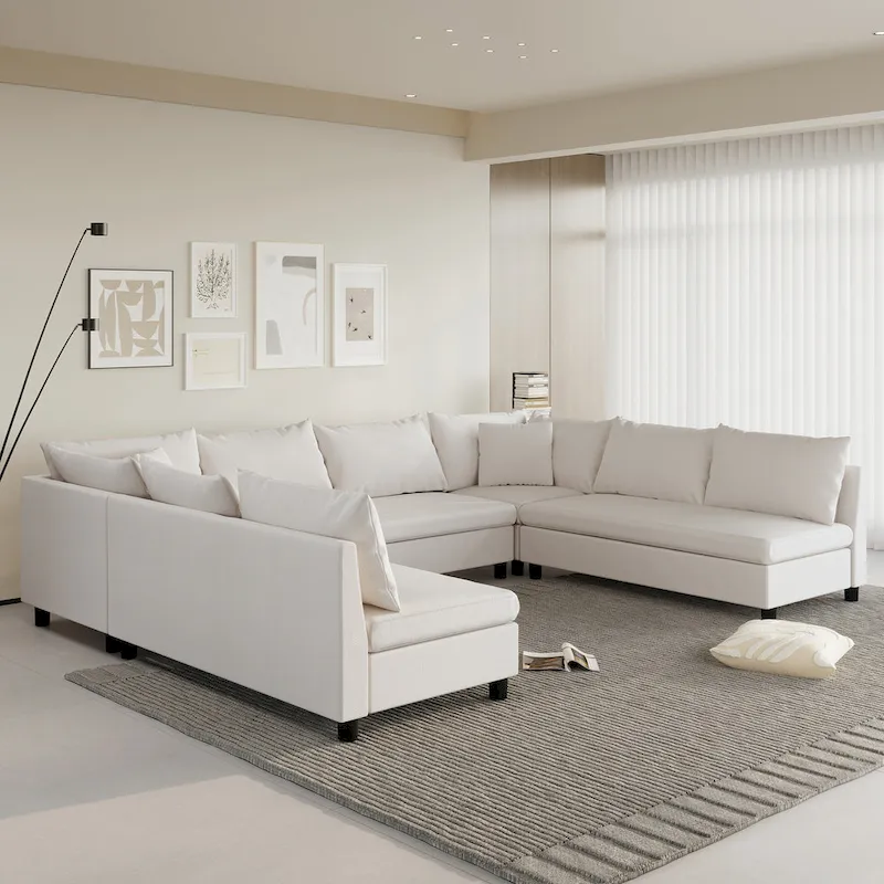 Modular Sectional Sofa, Reversible U Shaped Chenille Couch Set