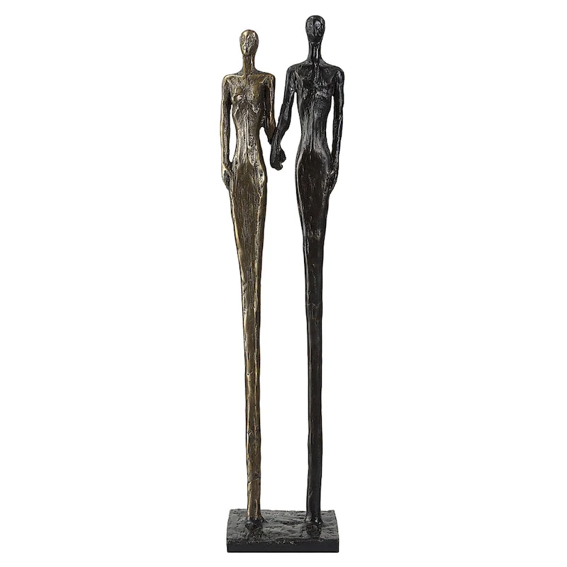 Uttermost Two's Company Cast Iron Sculpture - 4.63 W x 20.13 H x 4.13 D