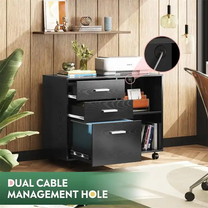 3-Drawer Wood File Cabinet - 15.7D x 31.3W x 24.7H