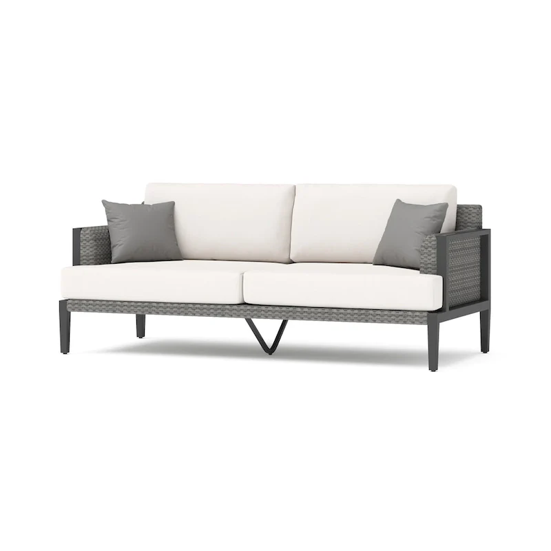Vistano 4 Piece Sunbrella Outdoor Patio Fire Seating Set - Gray