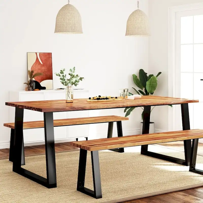 vidaXL Dining Table with Live Edge 78.7x35.4x29.5 Solid Wood Acacia