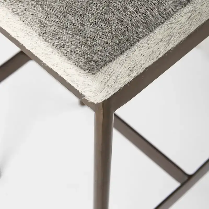 Millie Black Genuine Leather Seat with Nickel Metal Frame Counter Stool