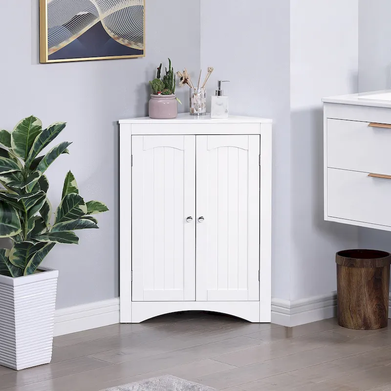 Corner Cabinet with Doors and Shelves