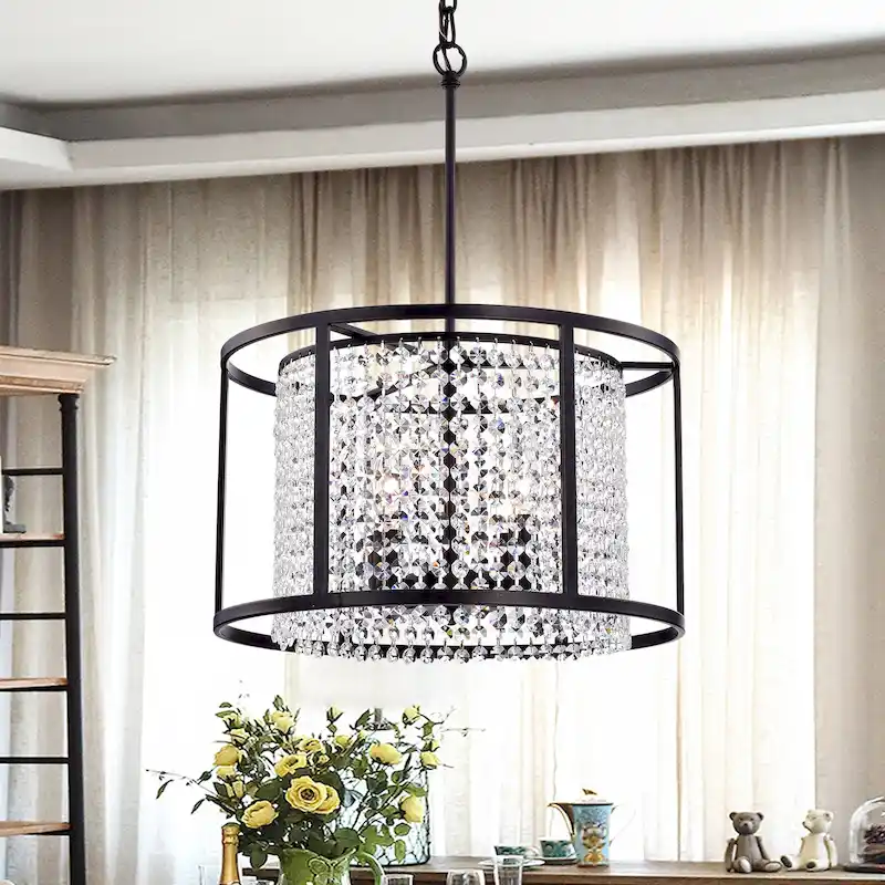 Phodra Antique Bronze and Crystal Chandelier