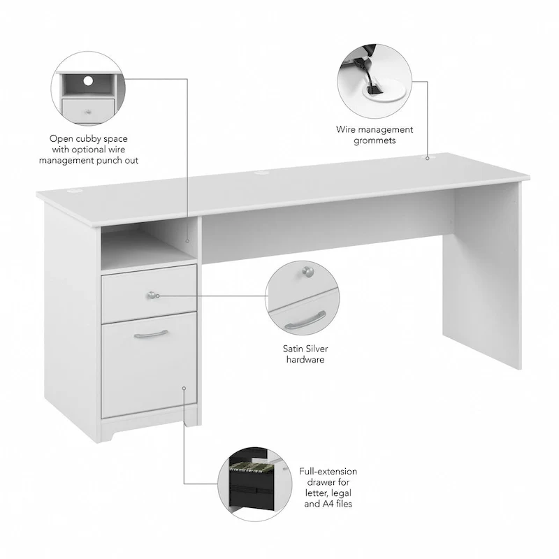 Cabot 72W Home Office Computer Desk with Drawers by Bush Furniture