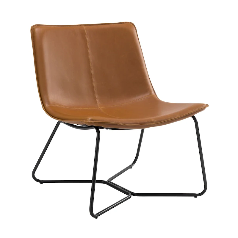 Upholstered Faux Leather Slope Lounge Chair