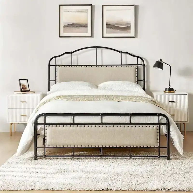 Eufemia Industrial 62 High Headboard Platform Metal Bed Frame by HULALA HOME