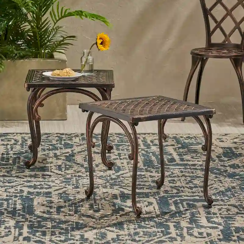 outdoor CAST END TABLE,SET OF 2 PCS