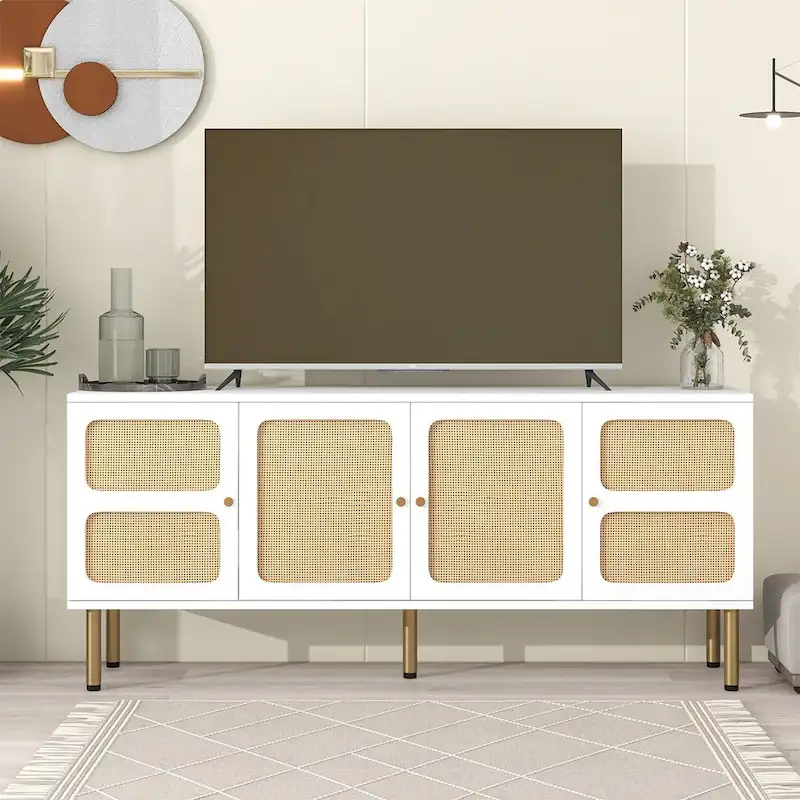 Merax Woven Media Console Table for TVs Up to 70