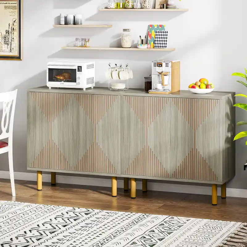 Modern Large White Storage Cabinet, Freestanding Floor Cabinet