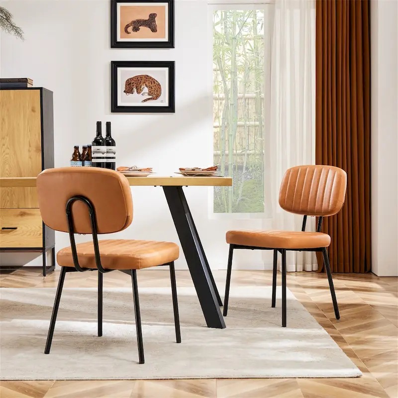 Upholstered Mid Century Modern Kitchen Dining Room Chairs Set of 2