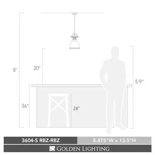 Duncan Small Pendant with Rod in Rubbed Bronze with a Rubbed Bronze