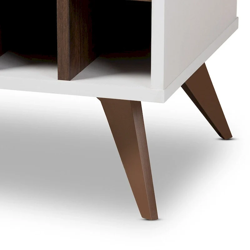 Dark Grey & Oak / White Brown Mid-Century Wine Cabinet with 24-Bottle Rack