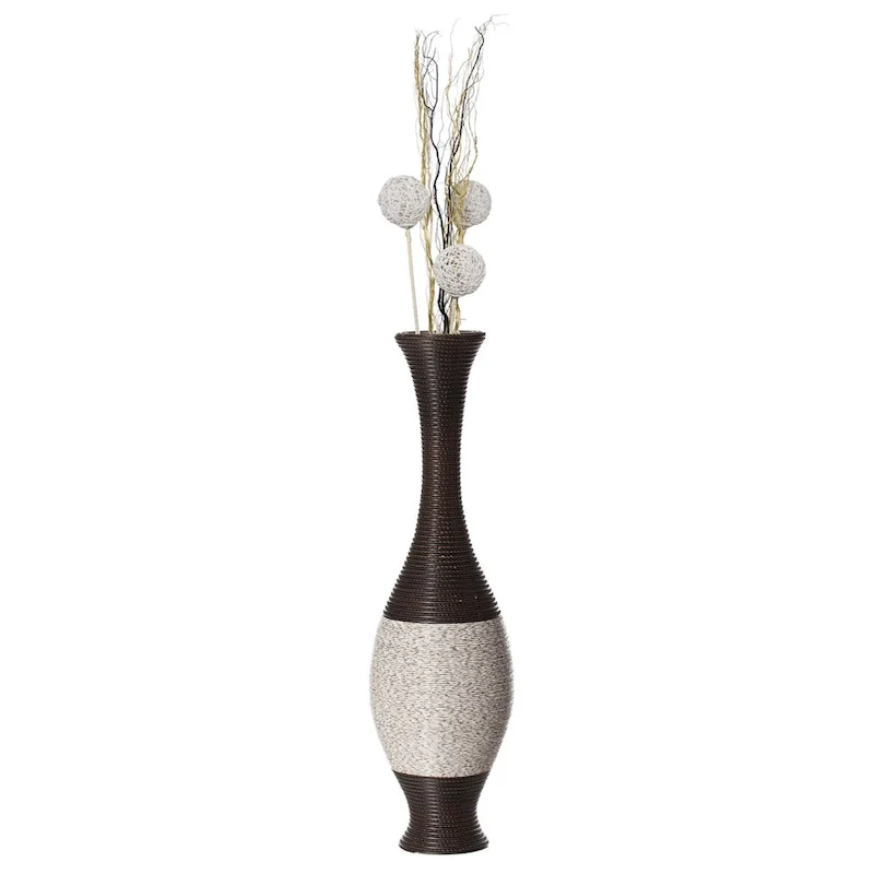 Tall Decorative Floor Vase, PVC Floor Vase, Tall Flower Holder, Brown Floor Vase, Floor Vase 41- Inch -Tall