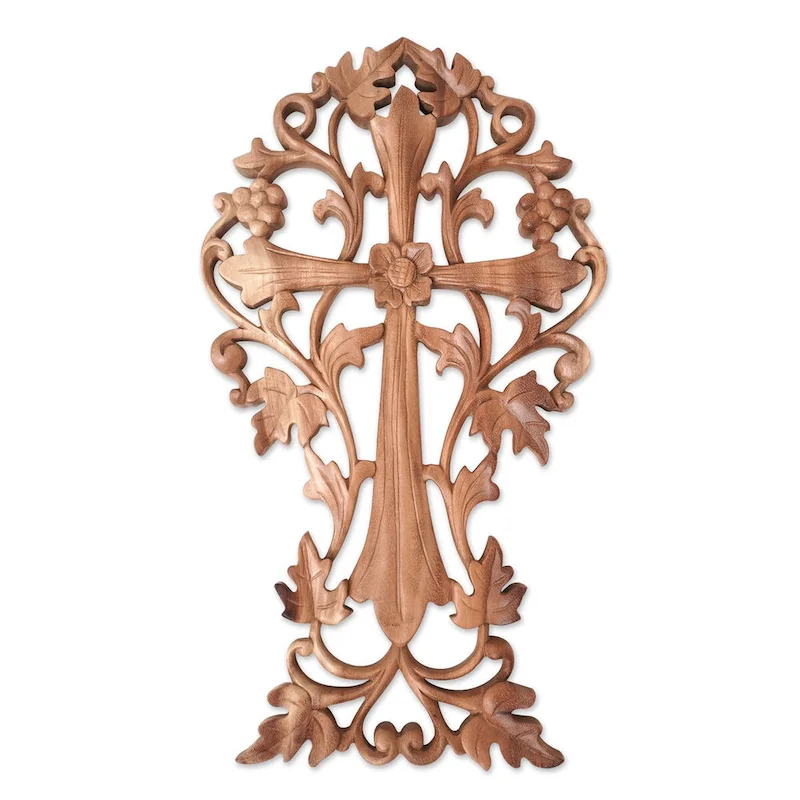 Novica Handmade Abundance Prayer Wood Relief Panel