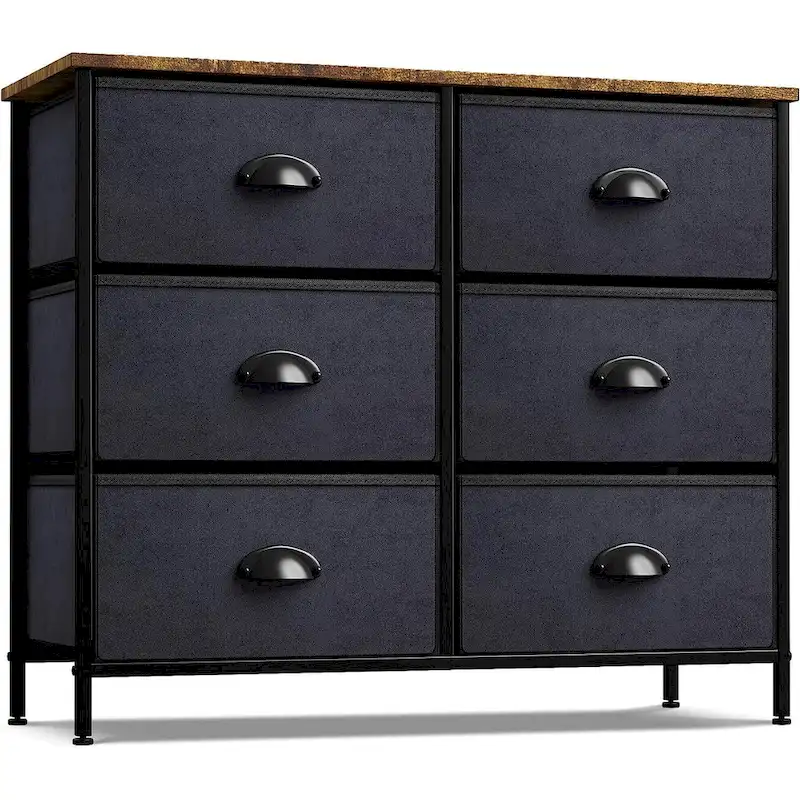 Sorbus Small Dresser with 6 Drawers - Wood Farmhouse Dcor Style Shelf Top