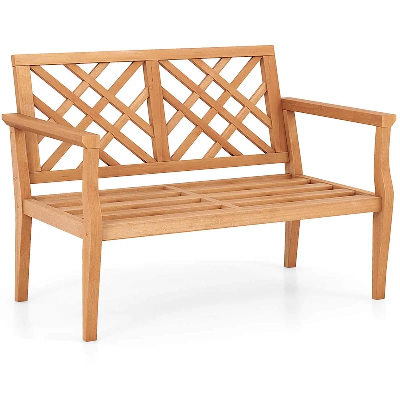 Costway 2-Person Outdoor Garden Bench with Comfy Armrests and Backrest - See Details