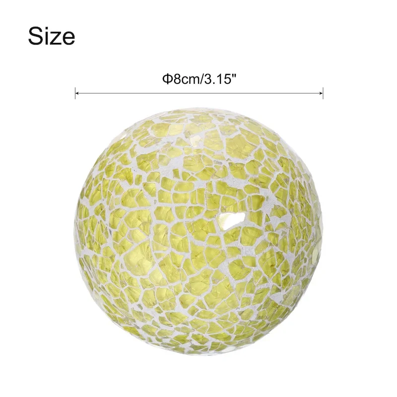 3Pcs Decorative Glass Balls 3.15 Inch Mosaic Glass Ball - 3.15 Inch