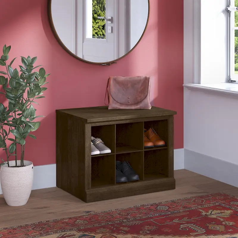 Woodland 24W Small Shoe Bench with Shelves by Bush Furniture