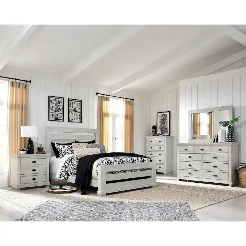 Progressive Willow Gray Chalk Slat Complete Bed