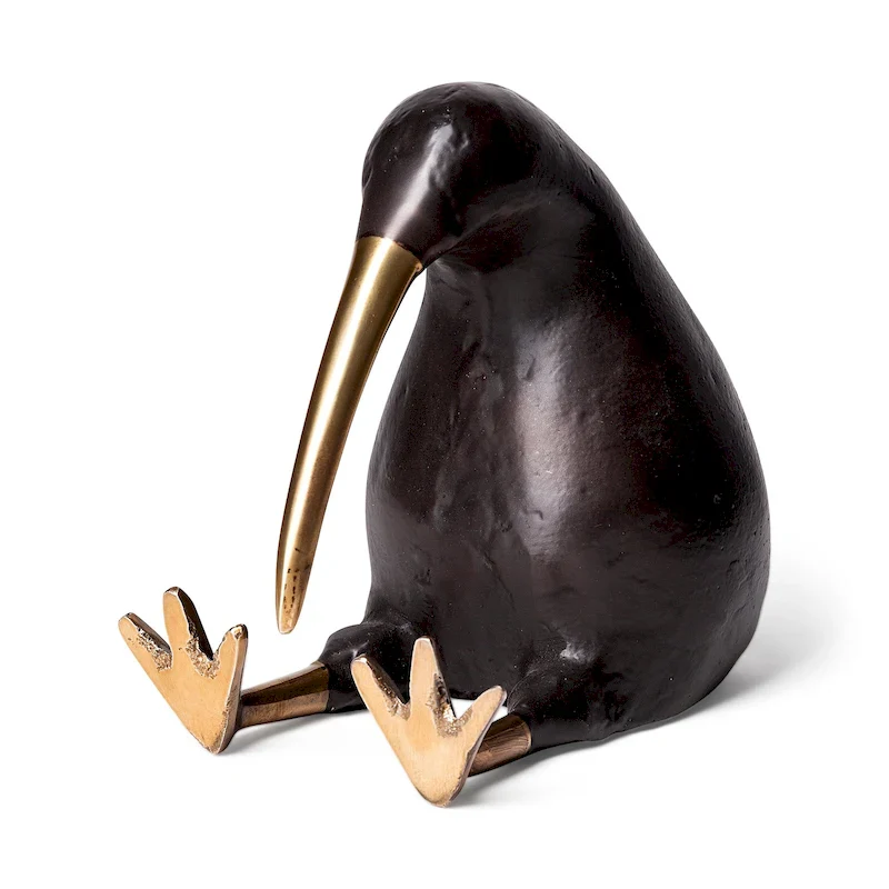 Dodo 7L x 4W Black Cast Aluminum Mauritian Bird Sculpture - 6.8L x 4.3W x 6.8H