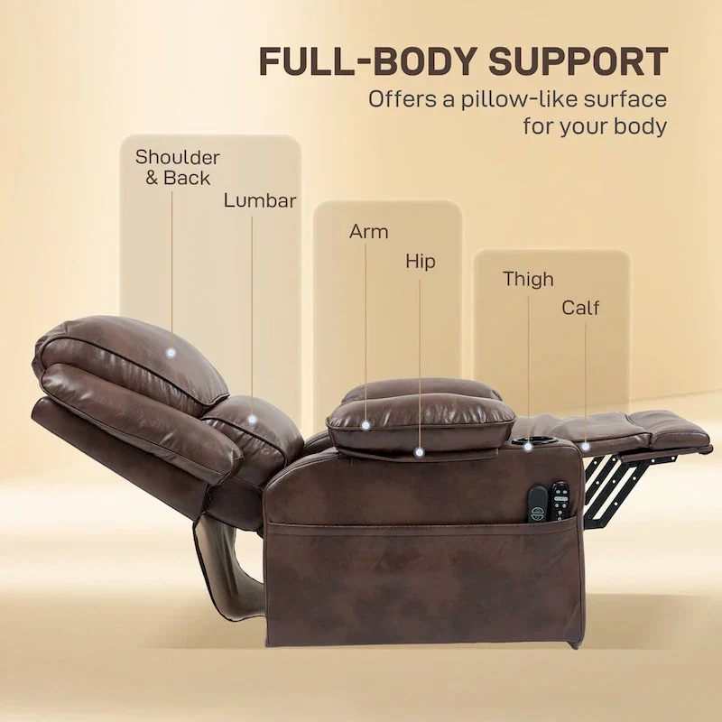 HOMCOM Power Lift Recliner Chair Sofa with Vibration Massage and Heat, Overstuffed Reclining Chair with Remote Control