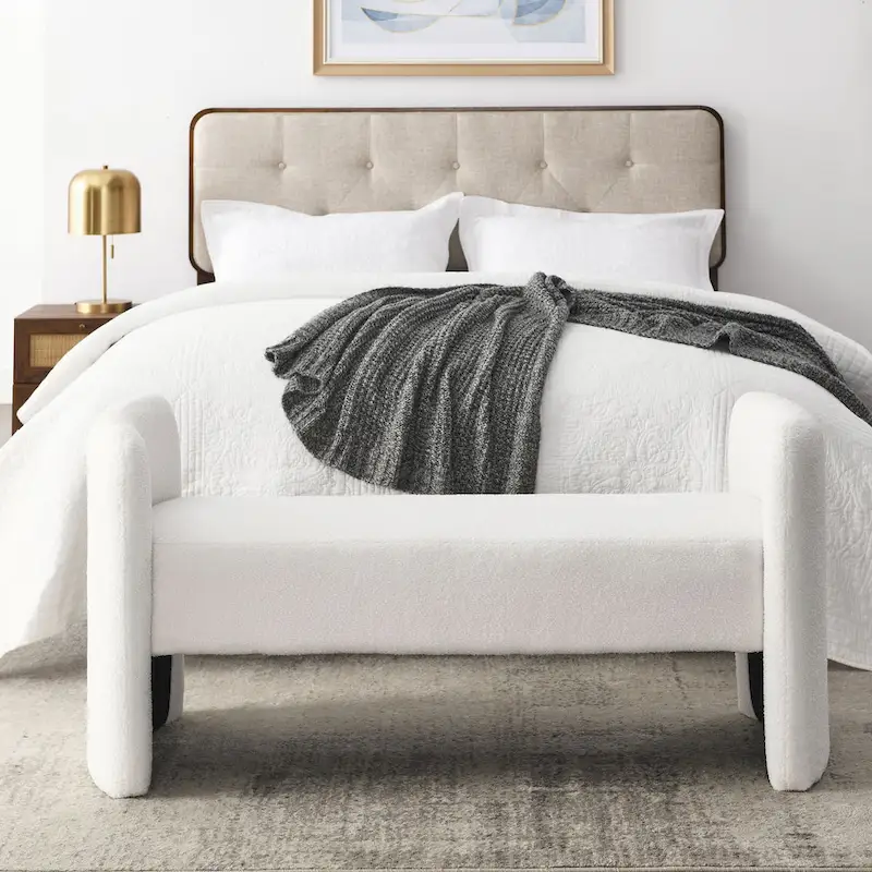 GDFStudio - Harper H-Frame Polyester Upholstered Bench with Modern Versatile Design