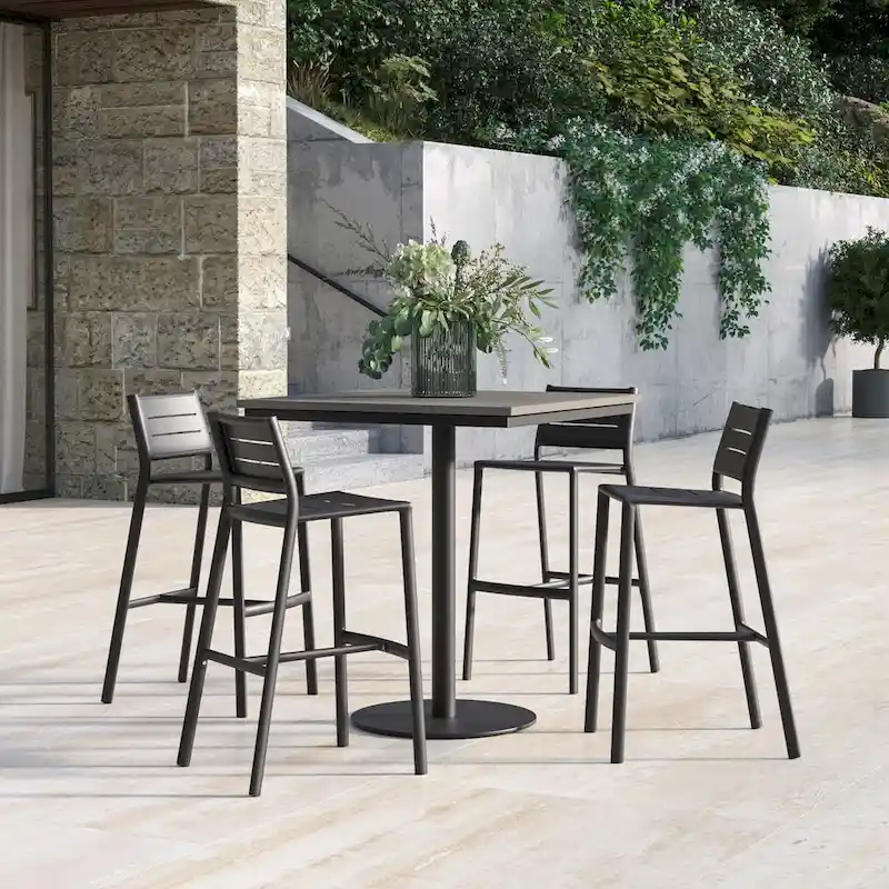 Eiland All Aluminum Bar Stool - Carbon Powder - Coated Aluminum Frame - 22.5 L X 20 W X 40.75 H - 22.5 L X 20 W X 40.75 H