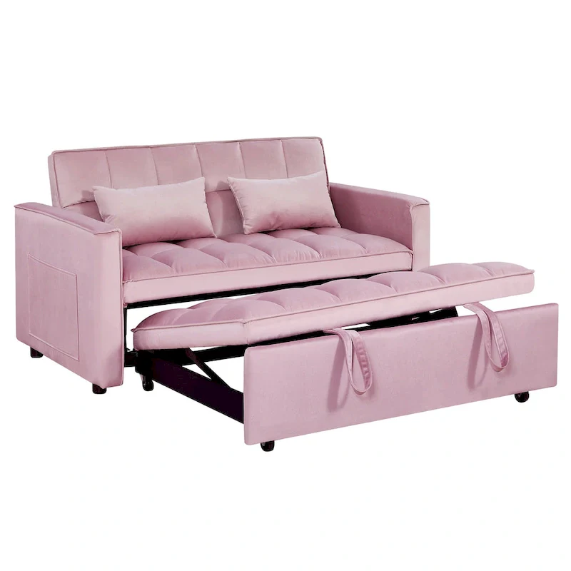 Modern Convertible Futon Sofa Bed,Adjustable Backrest,Armrest Holders